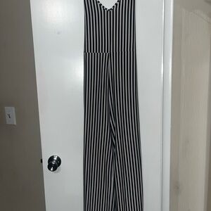 Black and White Striped Jumpsuit